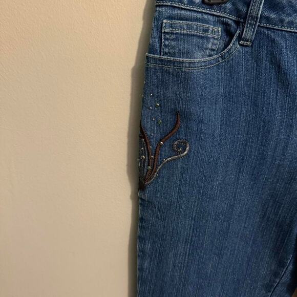 mieka embroidered y2k jeans boho beaded straight leg denim - Picture 3 of 8